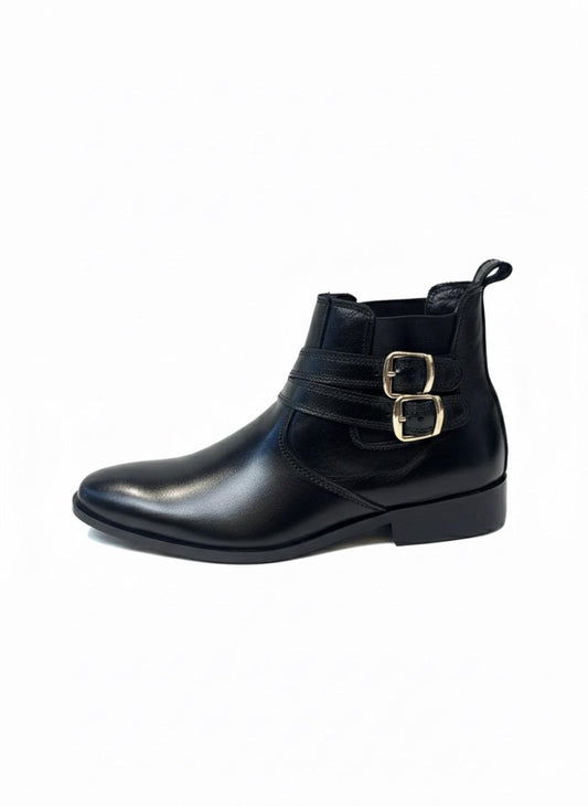 Noir Regent Double Strap Boot