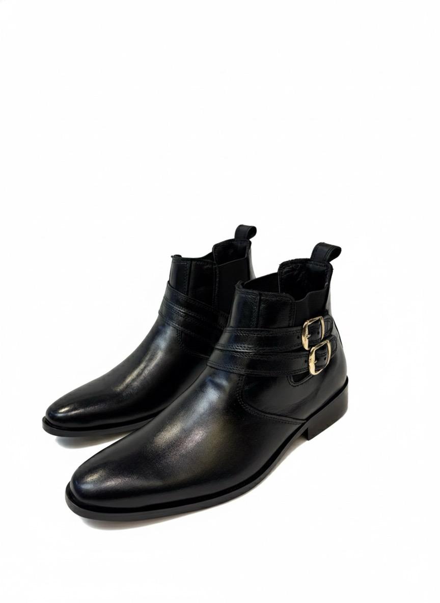 Noir Regent Double Strap Boot
